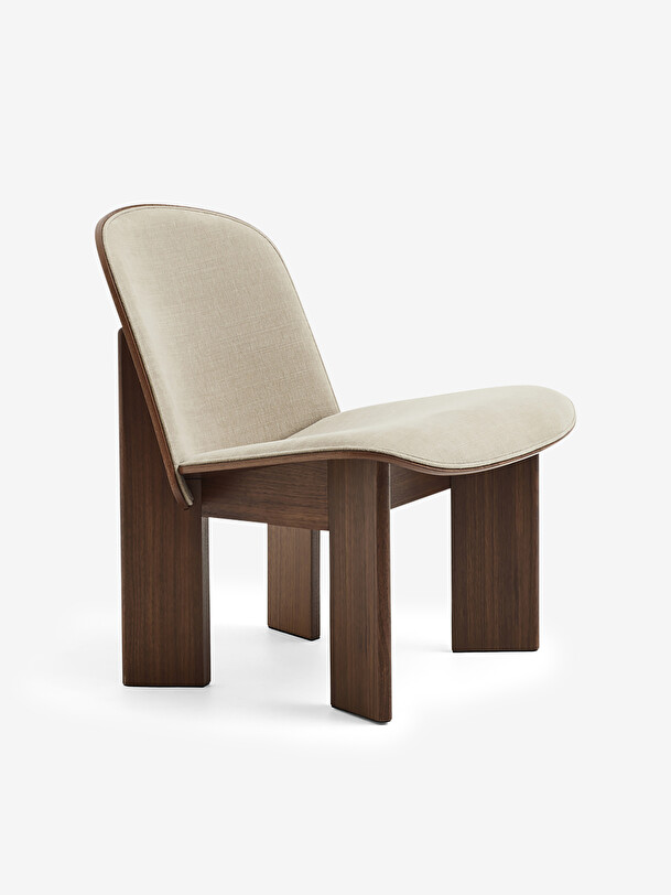 fauteuil ciseau noyer et coton blanc naturel