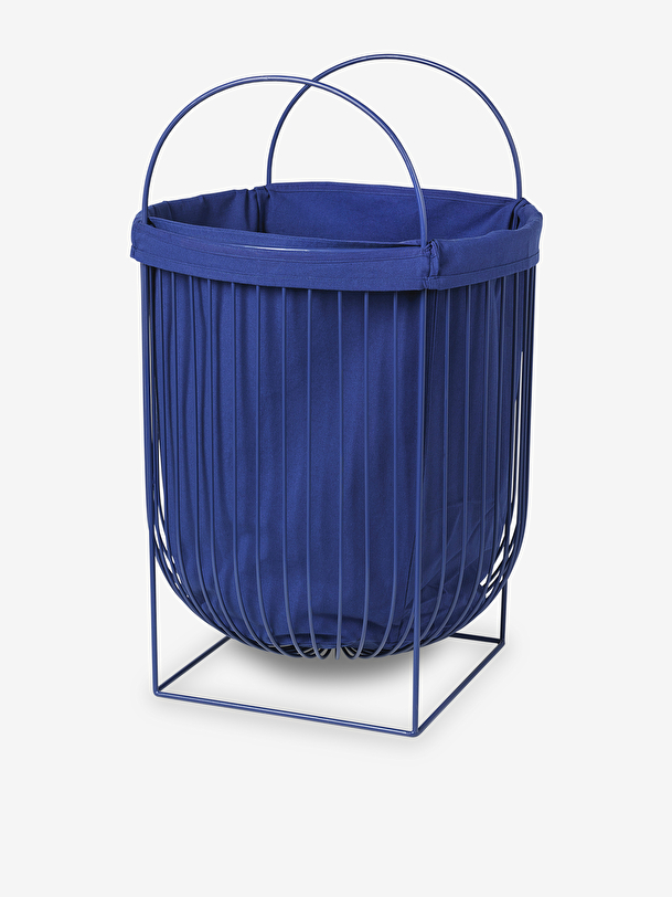 panier à linge sac amovible bleu 21x30x42 bleu