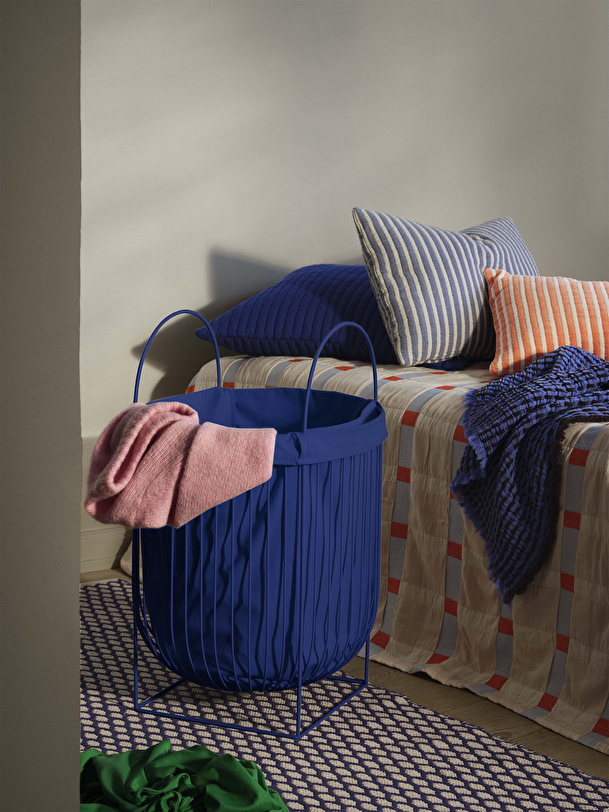 panier à linge sac amovible bleu 21x30x42 bleu