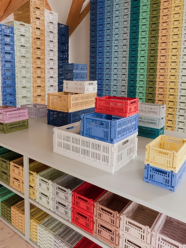panier de couleur de caisse s polypropylène recycler bleu ciel - ciel de foin