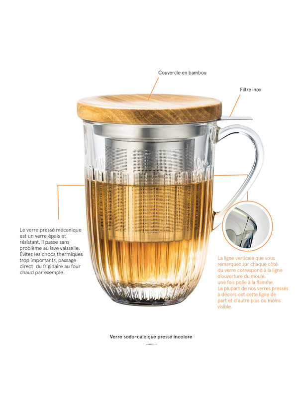 tisanière couvercle bois - la rochere transparent