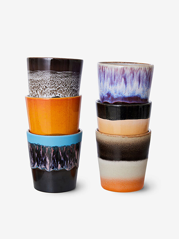 ensemble de 6 ristretto années 70 stellaire multicolore