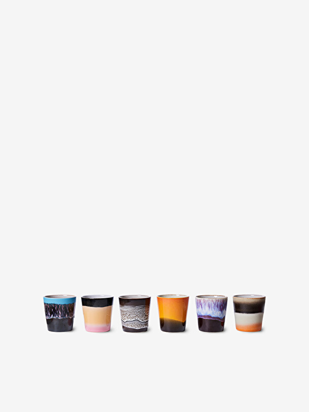 ensemble de 6 ristretto années 70 stellaire multicolore