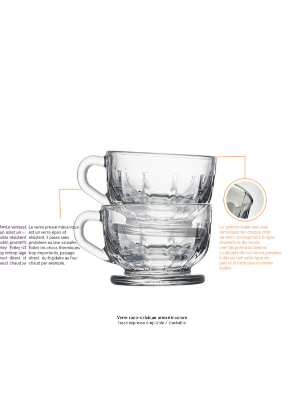 lot de 6 tasses à expresso - la rochere transparent