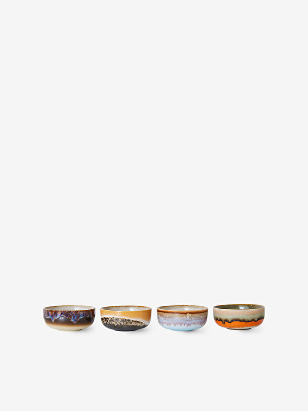 ensemble de 4 tapas bols années 70 multicolore
