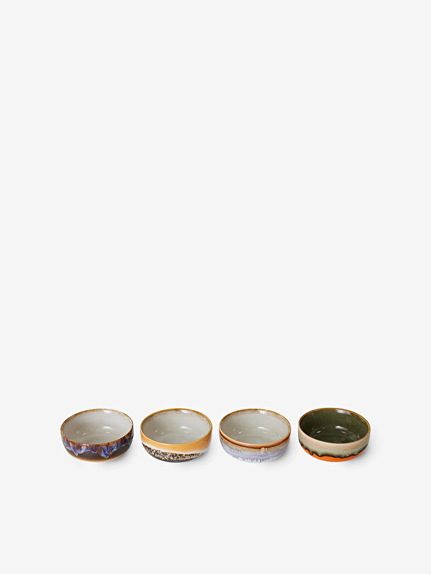 ensemble de 4 tapas bols années 70 multicolore