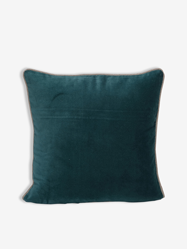 coussin de velours uni paon 45x45 - harmonie peacok