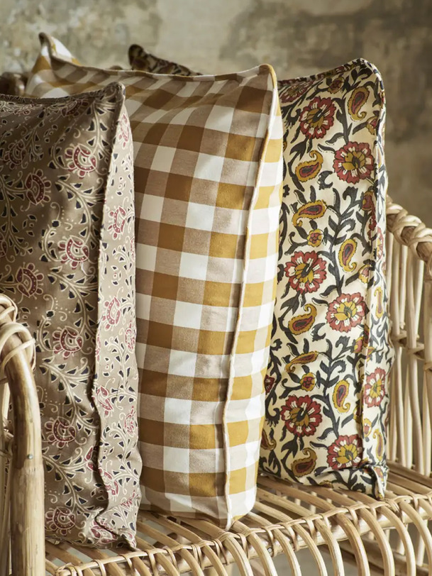 coussin vichy 50x50 - mme stoltz moutarde