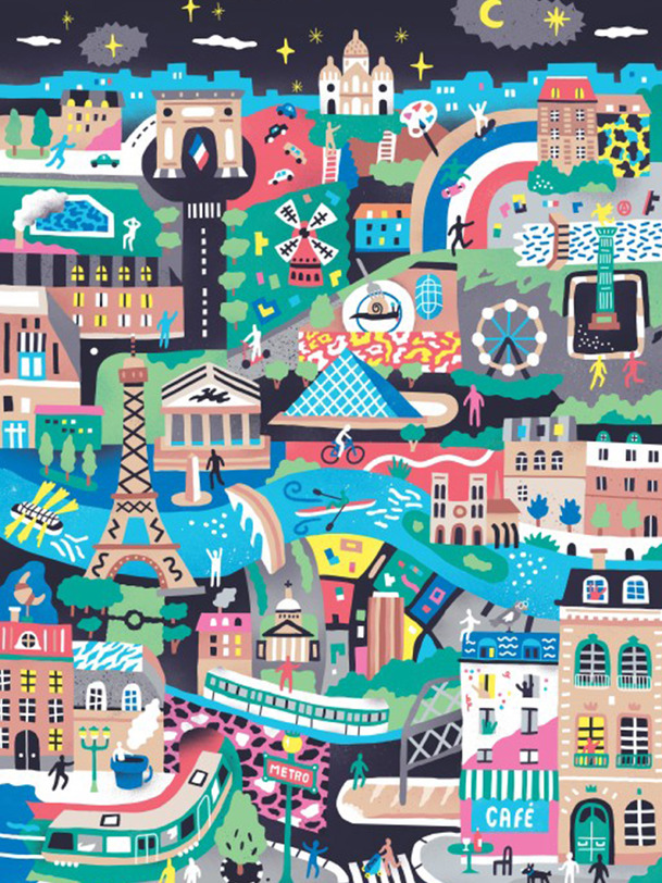 puzzle monuments de paris 1000 pièces - la pièce et de lamour multicolore
