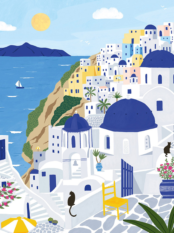 puzzle santorin 500 pièces - la pièce et de lamour bleu