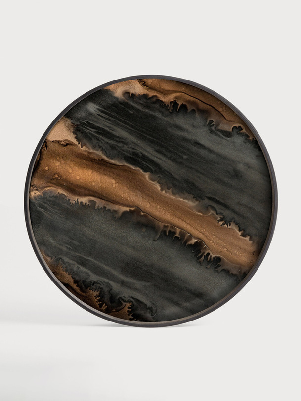 plateau en verre organique encre multicolore