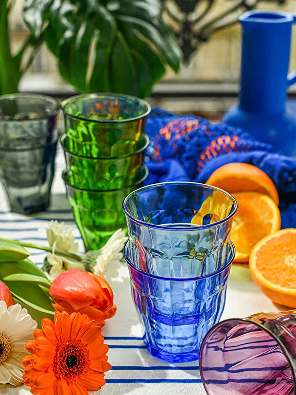 ensemble de 6 picardie verres de 25cl saphir bleu