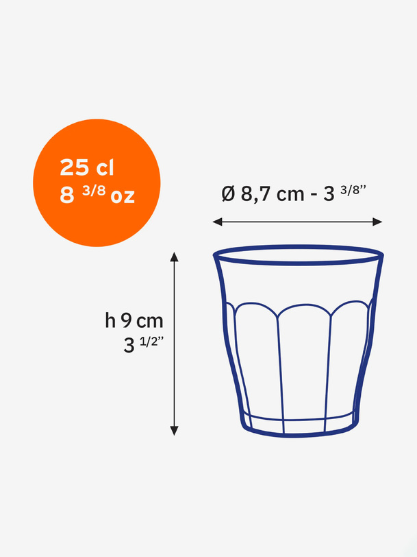 lot de 6 verres picardie 25cl - duralex marine