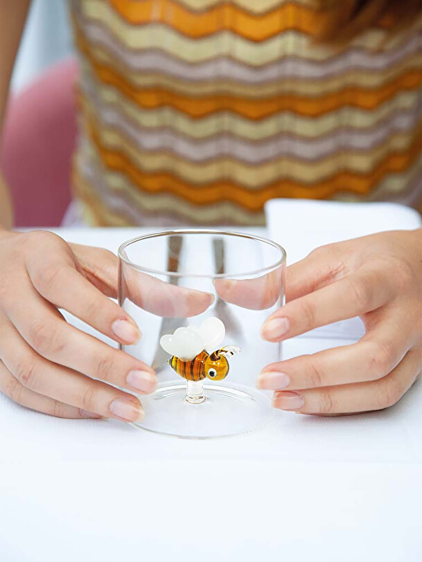 figurine de verre abeille orange
