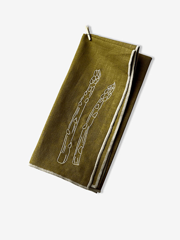 ensemble de 2 asperges serviettes kaki