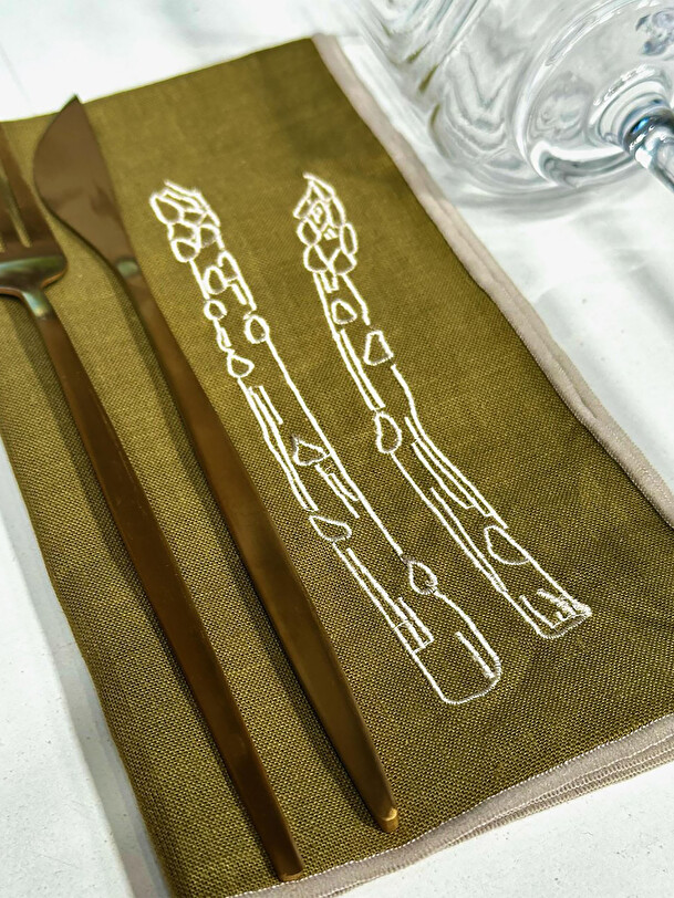 ensemble de 2 asperges serviettes kaki