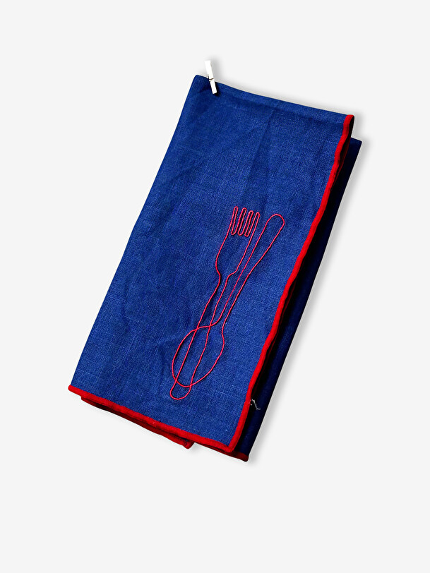 set de 2 couverts serviettes de table bleu