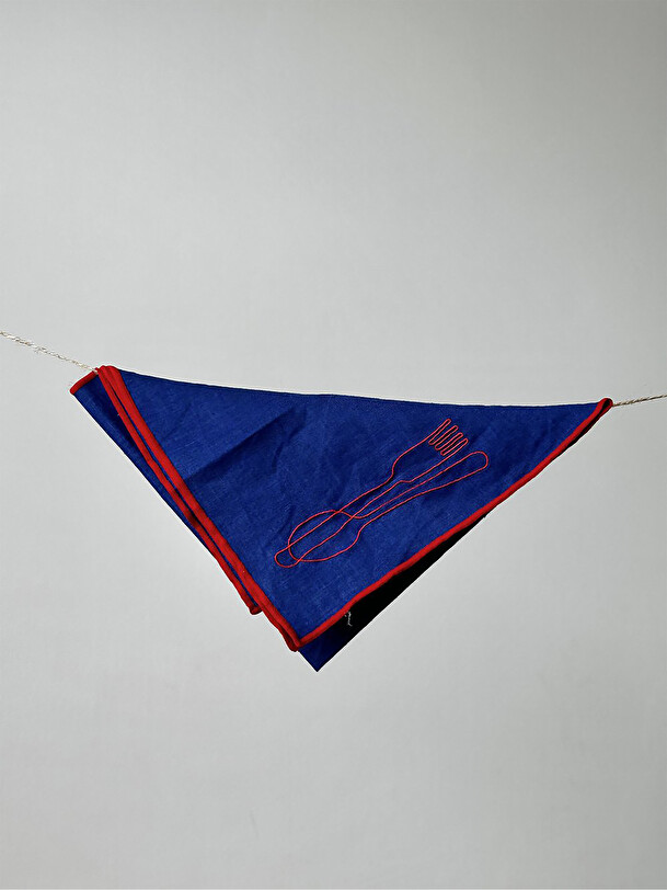 set de 2 couverts serviettes de table bleu
