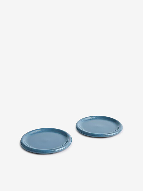 ensemble de 2 barro plaques de 24 cm bleu