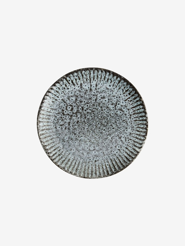 assiette en grès t.m - mme stoltz bleu