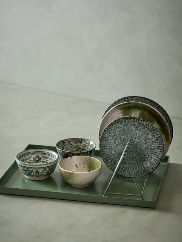 assiette en grès t.m - mme stoltz bleu