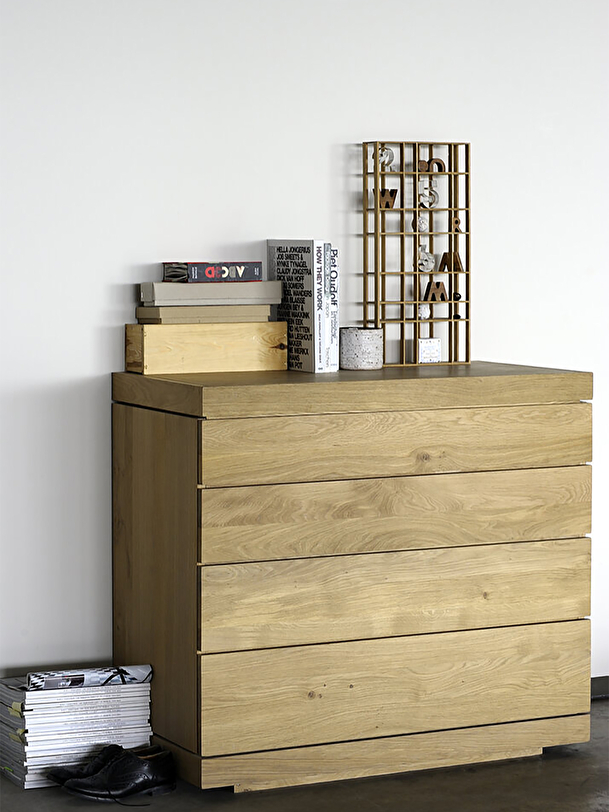 chêne burger commode 4 tiroirs chêne clair