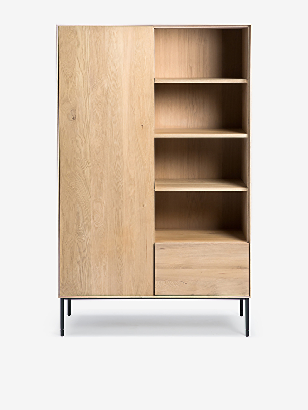 chêne armoire de rangement 1 porte 1 tiroir 110x45x178 chêne clair