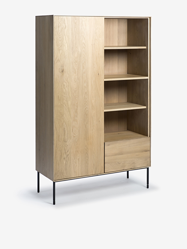 chêne armoire de rangement 1 porte 1 tiroir 110x45x178 chêne clair