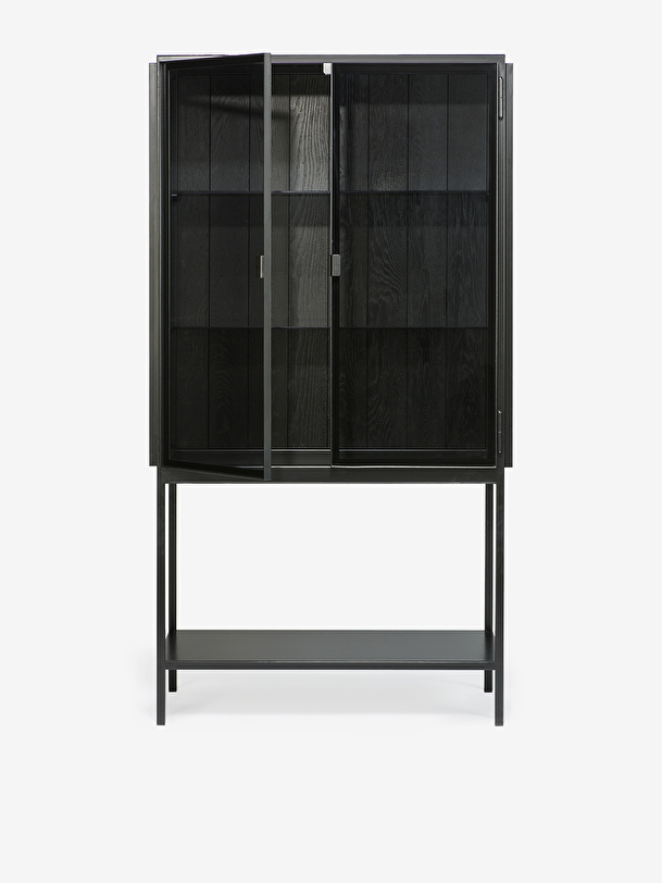 anders armoire de rangement en verre et métal - 2 portes fumées