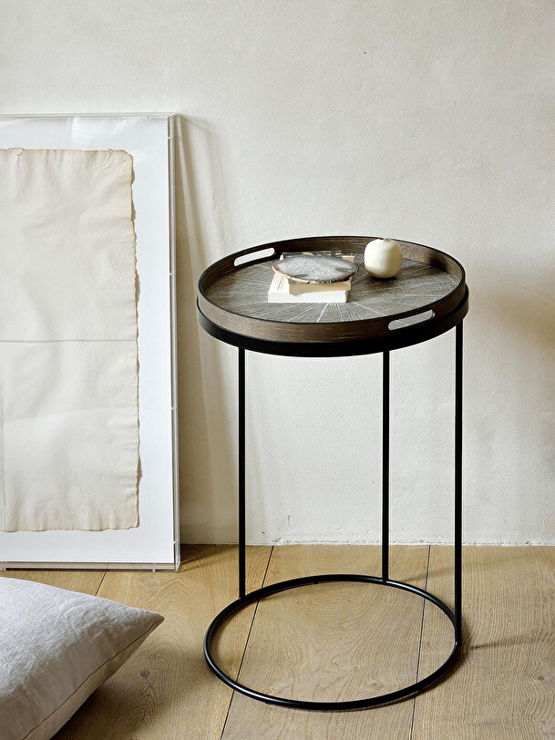 plateau en bois blanc tranche multicolore