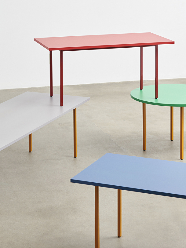 bicolore la table de bleu docre pied 200x90 bleu
