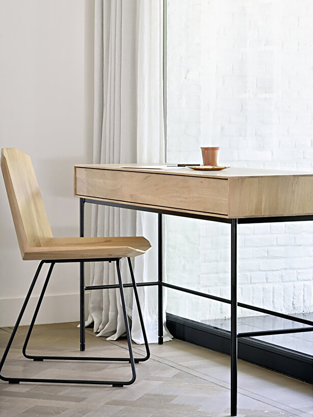 bureau whitebird 2 tir chene 110x45x78 chêne clair