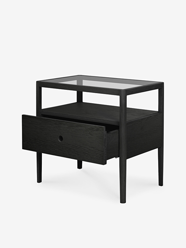 le chêne de la broche noire table de chevet - 1 tiroir noir