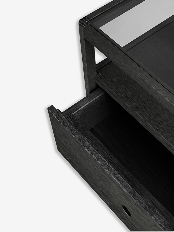 le chêne de la broche noire table de chevet - 1 tiroir noir