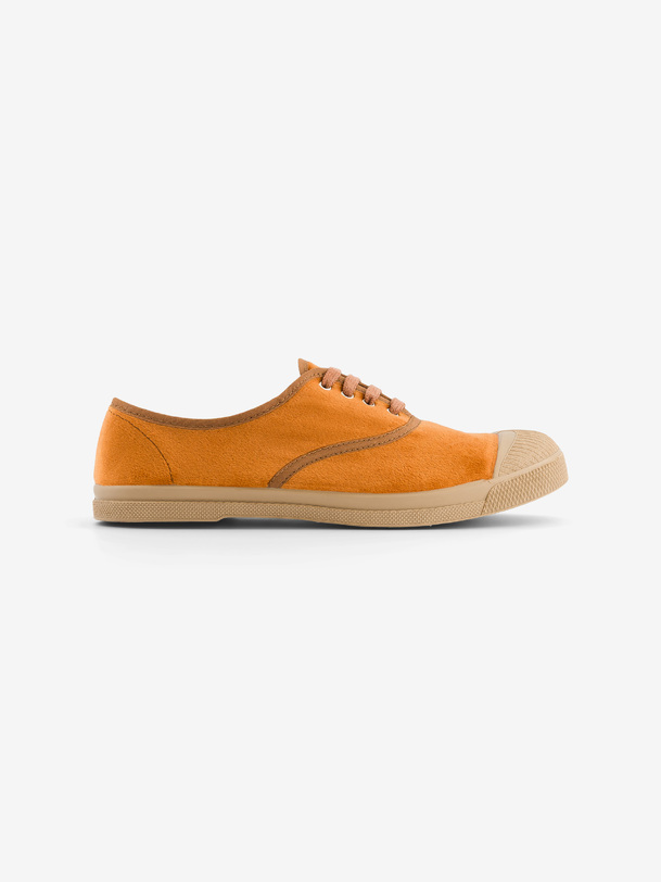 les femmes de dentelle-up en velours sneakers brique