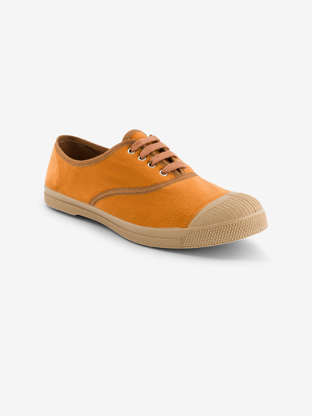 les femmes de dentelle-up en velours sneakers brique
