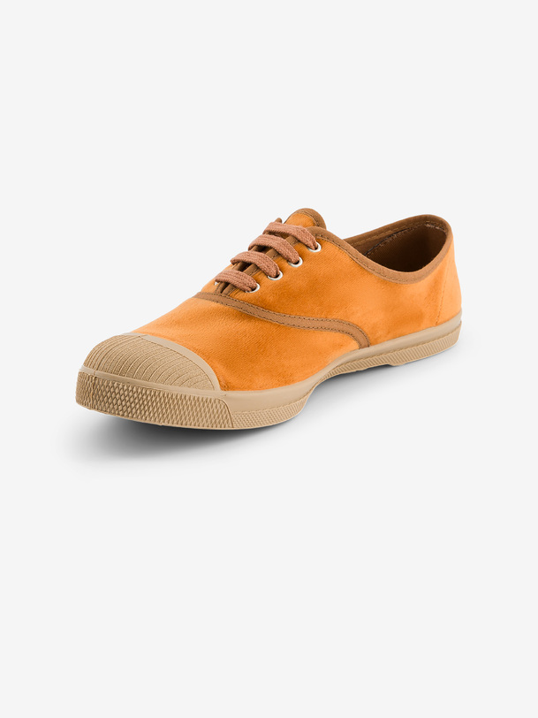 les femmes de dentelle-up en velours sneakers brique